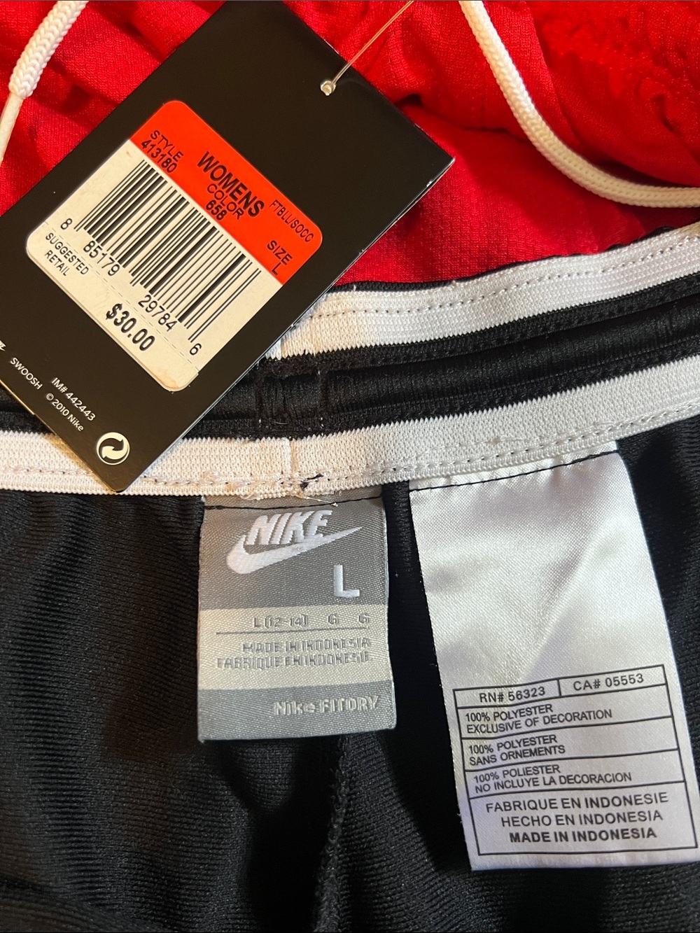 Nike Women's Athletic Shorts - Black & Red with White Accents - Picture 2 of 2